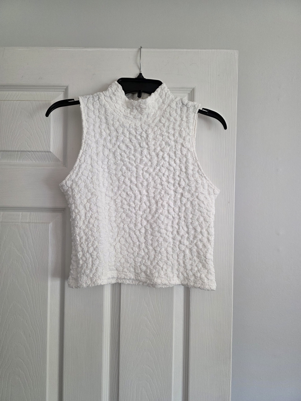 Anthropologie Blue Tassel Popcorn Mock Neck Top size M